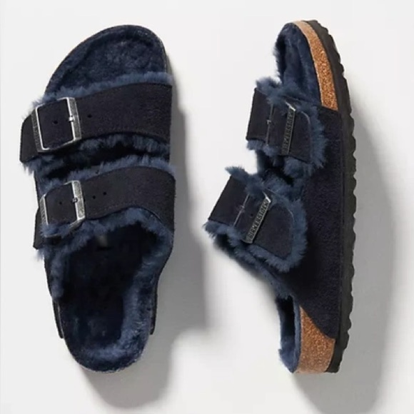 NWT BIRKENSTOCK Arizona Shearling Suede Sandals! - Picture 1 of 11